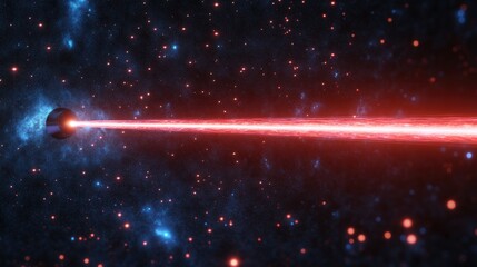 Poster - laser beam traveling in a straight line through empty space, representing the constant speed of light