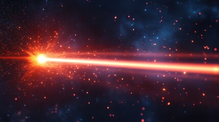 Poster - laser beam traveling in a straight line through empty space, representing the constant speed of light