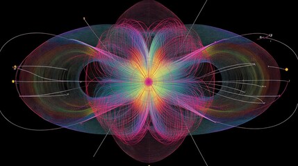 Poster - electron density in an atom, illustrating probability zones for their position.
