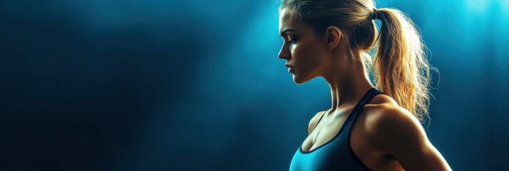 Poster - Transformation showcasing a womans body from slightly overweight to fit in fitness studio lighting. Generative AI