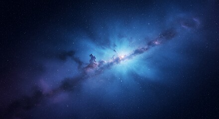 Wall Mural - vibrant galaxy illustration shining through deep blue starry night
