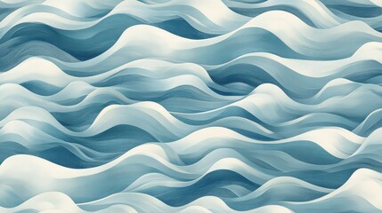 Poster - a wavy pattern with soft, flowing lines that mimic ocean currents in shades of blue and turquoise, e