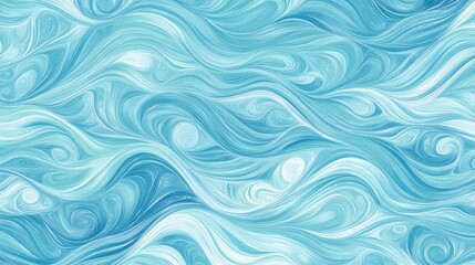 Poster - a wavy pattern with soft, flowing lines that mimic ocean currents in shades of blue and turquoise, e