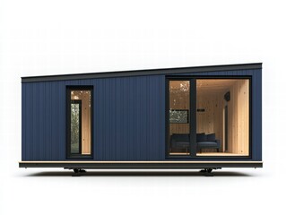 Fototapete - Modern Prefab Home: Sleek and contemporary prefab home, with minimalist design, clean lines, and large windows that showcase the bright interior.