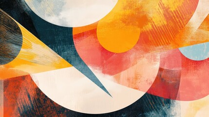Poster - an abstract digital artwork featuring geometric shapes and flowing patterns, with vibrant gradients 