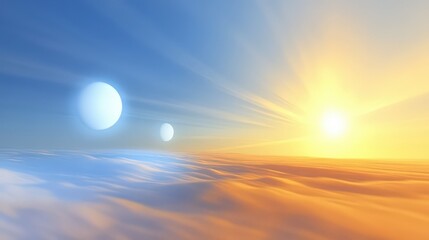 Poster - an animation showing how light travels through the atmosphere, refracting and bending in different c
