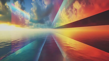 Poster - an animation showing how light travels through the atmosphere, refracting and bending in different c