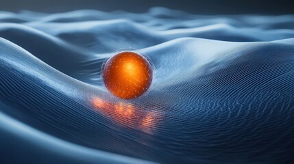 Poster - neutron, floating in a quantum field with waves of energy