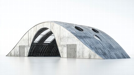 Poster - modern concrete architecture: captivating visual of a contemporary concrete structure with an arched