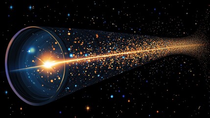 Poster - an image illustrating the concept of light year, using the speed of light to measure cosmic distance