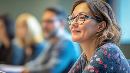 Poster - An individual attending a personal finance workshop, learning how to budget effectively, save for retirement, and manage credit to achieve financial goals.