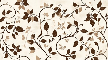 Poster - An intricate floral pattern with delicate vines, leaves, and flowers arranged in a repeating structure, offering an elegant and natural backdrop for home decor or fashion items