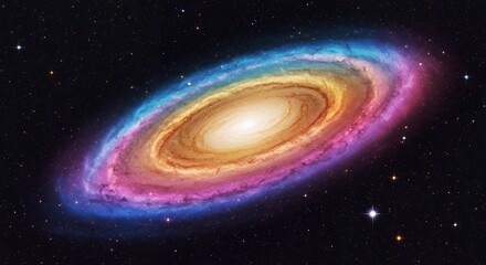 Wall Mural - colorful spiral galaxy illustration in dark space with bright center