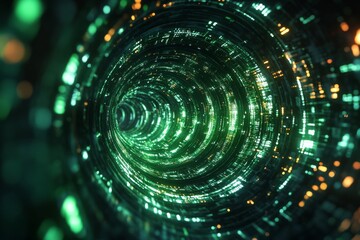 Aufkleber - Vivid swirling tunnel created from digital lights and reflections in a futuristic environment
