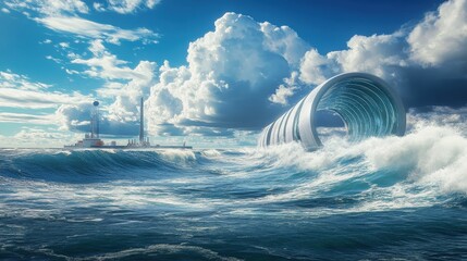 Poster - innovations in wave energy technology, using the power of ocean waves to generate renewable energy f