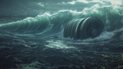 Poster - innovations in wave energy technology, using the power of ocean waves to generate renewable energy f