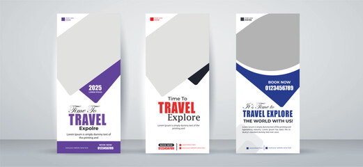 Wall Mural - creative tour and travel roll up or x banner design template