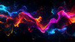 © Sarvana - Abstract digital waveforms in glowing neon colors on a dark background