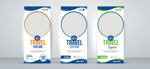Wall Mural - creative tour and travel roll up or x banner design template