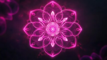 Poster - Vibrant mandala design with glowing pink elements