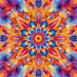 © Fatima - Psychedelic Floral Mandala Vibrant Hues Digital Art