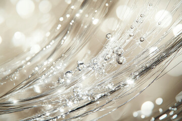 Poster - Delicate silver strands adorned with glistening water droplets, creating a luxurious and ethereal visual.
