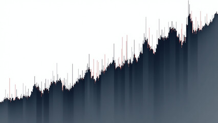 dark colored abstract graph displays upward trend financial data using candlesticks black white