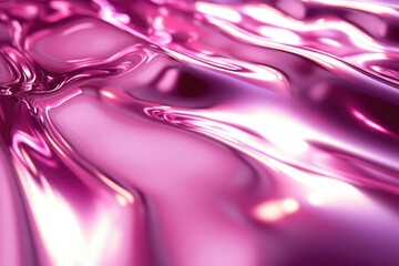 Aufkleber - Abstract image of flowing pink liquid, shimmering with light reflections, creating a luxurious and elegant visual.