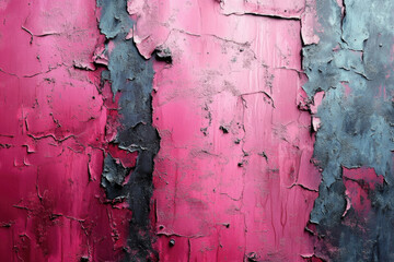 Poster - Cracked and peeling paint reveals layers of pink and gray, creating a textured abstract background.