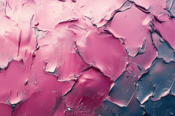 Poster - Abstract pink and grey textured paint strokes, thick impasto style.