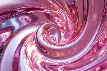 Poster - Abstract swirling pink metallic liquid, a mesmerizing vortex of glossy, reflective texture.