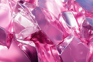 Poster - Abstract image of shattered pink glass reflecting light, creating a mesmerizing texture.