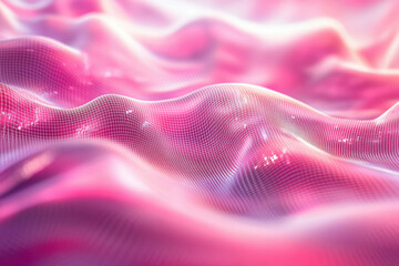 Poster - Abstract pink waves with a grid overlay, creating a digital fabric-like texture.