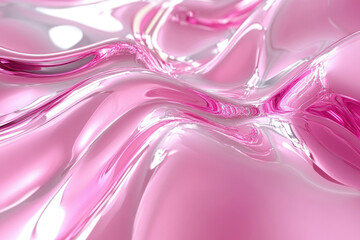 Poster - Abstract pink liquid swirls, glossy and reflective, creating a mesmerizing visual texture.