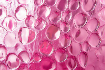 Poster - Close-up of pink textured surface with round, glossy bubbles, creating an abstract pattern.