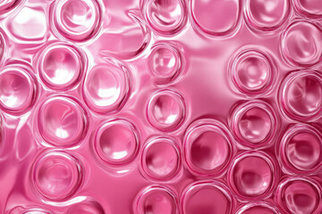 Poster - Abstract pink background with a pattern of glossy, overlapping circles creating a wavy, textured effect.