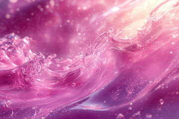 Poster - Pink liquid swirls with glistening texture and bokeh effect, creating a dreamy, ethereal aesthetic.