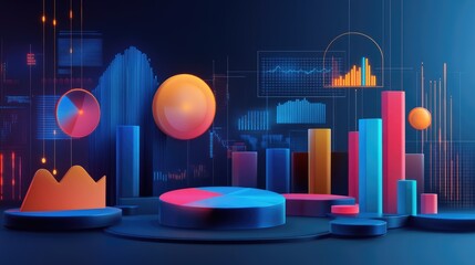 Poster - Abstract D illustration of data flow, showing market insights and trend analysis, glowing futuristic theme, no people