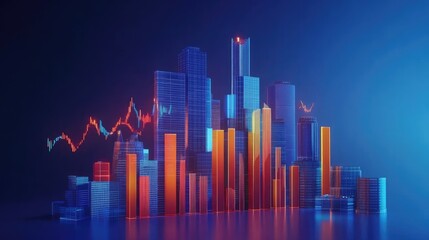 Poster - Abstract D illustration of data flow, showing market insights and trend analysis, glowing futuristic theme, no people