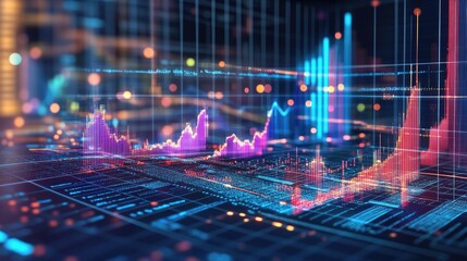 Poster - Abstract representation of AI-powered risk analysis with glowing algorithm patterns scanning business reports