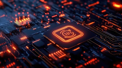 Poster - AI-powered fraud detection concept with glowing alert signs and data security encryption patterns