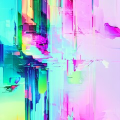 Poster - abstract digital art: an explosion of vibrant colors and geometric shapes in a chaotic yet harmoniou