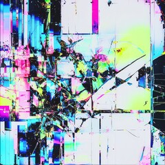 Poster - color spectrum: abstract digital artwork presenting an explosion of vibrant hues and fractured forms