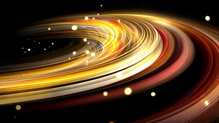 Poster - Dynamic swirling light trails creating a vivid golden spiral effect in motion