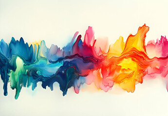 Poster - Watercolor splash of rainbow colors on a white background