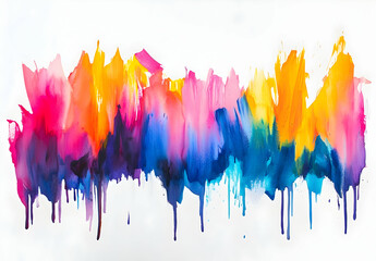 Poster - Watercolor splash of rainbow colors on a white background