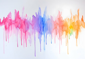 Poster - Watercolor splash of rainbow colors on a white background