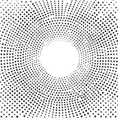 Aufkleber - Circular Dot Pattern: Optical Illusion of Depth and Movement in Black and White Halftone