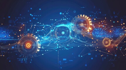 Poster - Concept of operational risk with gears and cogs interconnected, representing business process vulnerabilities