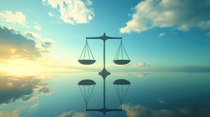 Poster - Concept of risk assessment in market analysis with a balance scale comparing investment opportunities, no people